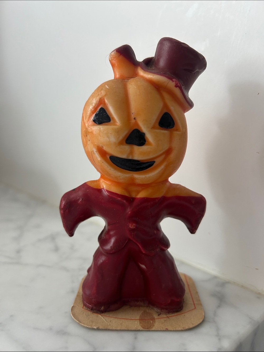 Vintage Gurley Novelty Company Pumpkin Man / Scarecrow wax candle 1960’s